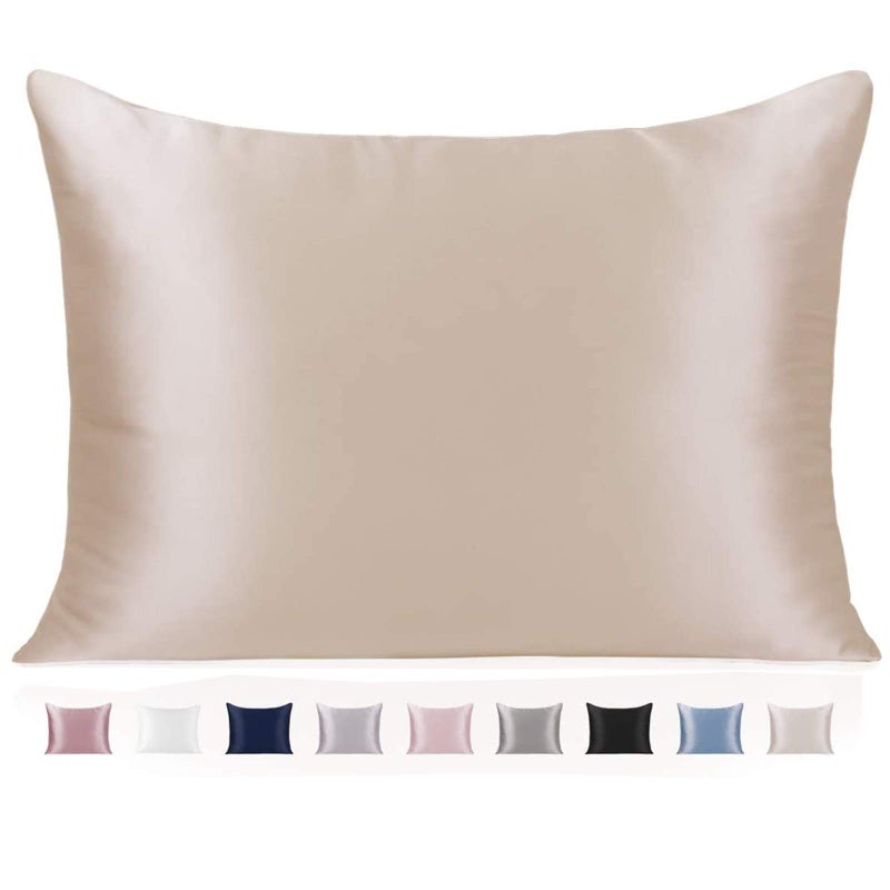 Adubor 100% Silk Pillowcase - Mulberry Silk Pillow Cases, 23 Momme 6A Grade Fibers, Silk Pillow Case for Hair and Skin Health, with Hidden Zipper (King 20''Ã—36'', Beige, 1PC) - Image 4